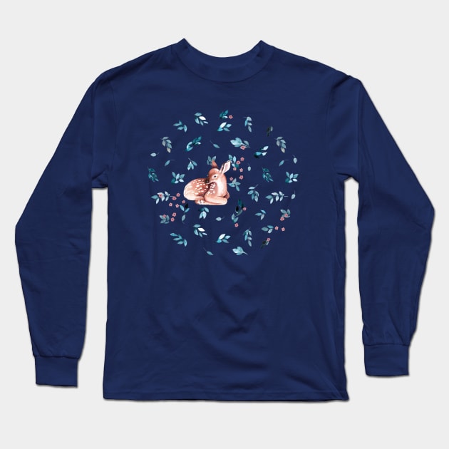 Little Cute Reindeer Long Sleeve T-Shirt by ninoladesign